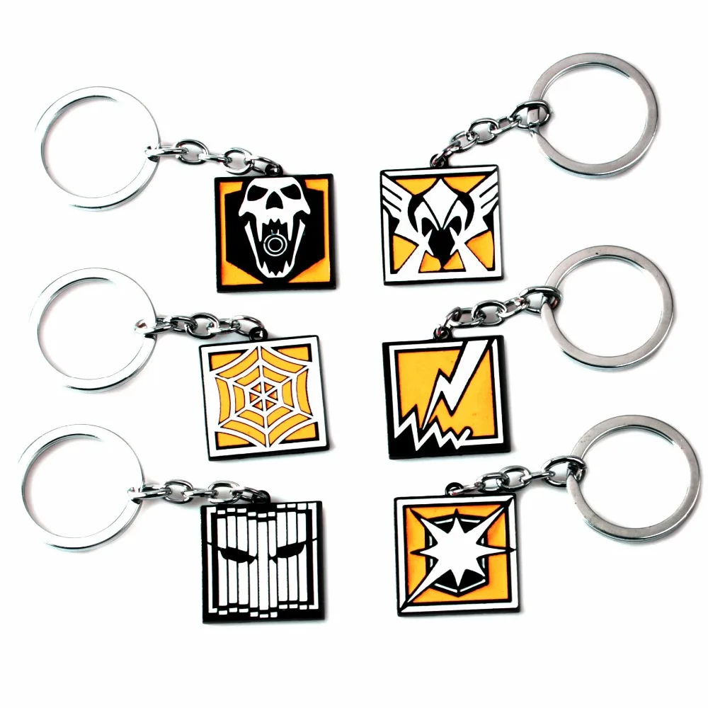 

Game Rainbow Six Siege Key Chain Of Skull Metal Keychain Anime Enamel Key Ring Holder Porte Clef Gift Rainbow Six Game Jewelry