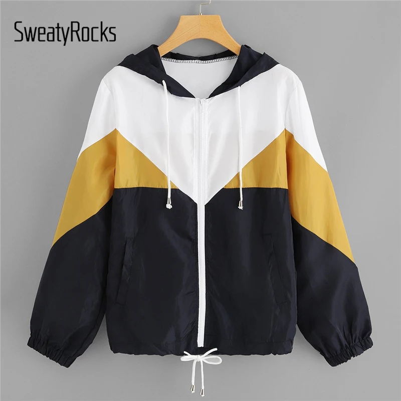 SweatyRocks عارضة اللون كتلة الرباط تنحنح مقنعين سترة سستة تصل طويلة الأكمام جاكيتات 2018 الخريف المرأة الرياضية قميص SweatyRocks عارضة اللون كتلة الرباط تنحنح مقنعين سترة سستة تصل طويلة الأكمام جاكيتات 2018 الخريف المرأة الرياضية قميص