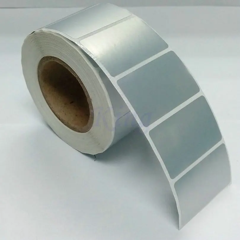 Silver PET Label Sticker 50x30mm 1000 Pieces/Roll Silver Label Waterproof Tearproof Oilproof For ...