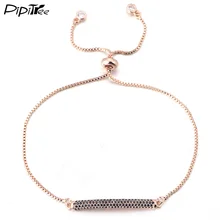 Pipitree Одежда высшего качества Micro черный браслет cz для Для женщин Для мужчин розовое золото Цвет слайдер цепи бар Браслеты очарование палку украшения подарок