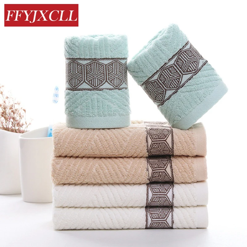 

Jacquard Geometric Pattern Washcloth 35cm*75cm 4pcs Hand Bath Face Towel 100% Cotton Towel Bathroom Adults Sport Gym