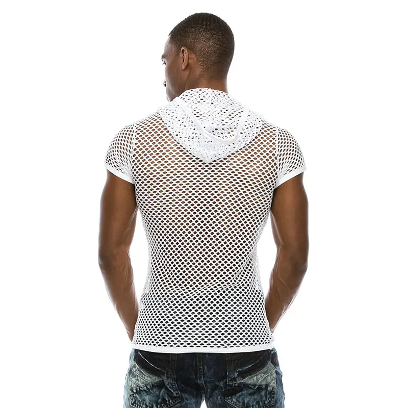 Download Men's Sexy Mesh See Through Hooded T Shirt 2018 Fashion ...