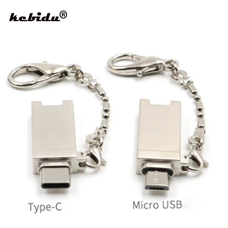 

kebidu Mini Pocket Type C Micro USB OTG Card Reader Keychain Menory Card Adapter Support Micro SD/TF For Xiaomi Laptop Table