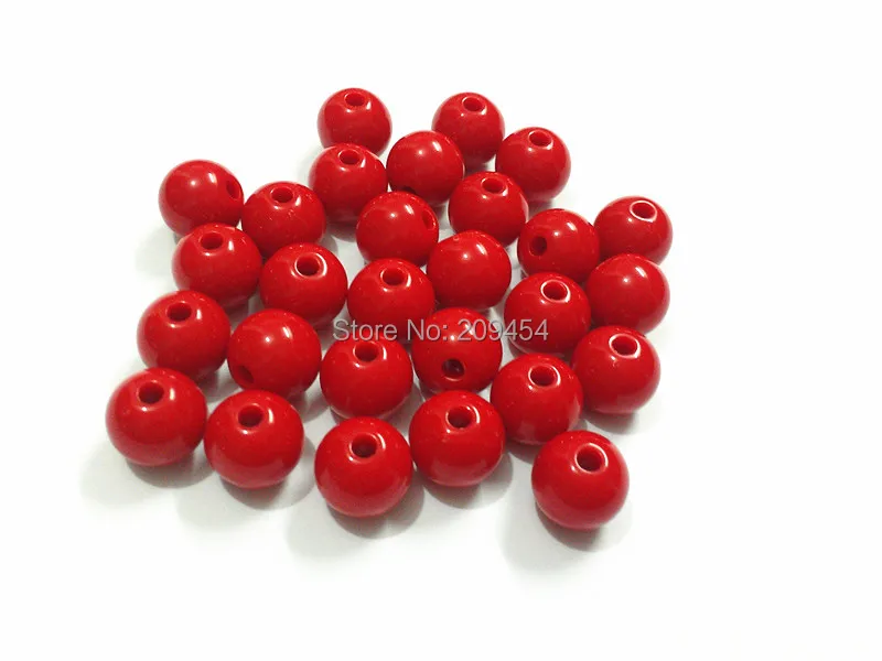 

(Choose Size First) 6mm/8mm/10mm/12mm/14mm/16mm/18mm/20mm Red Acrylic Solid Beads For Kids Jewelry Making