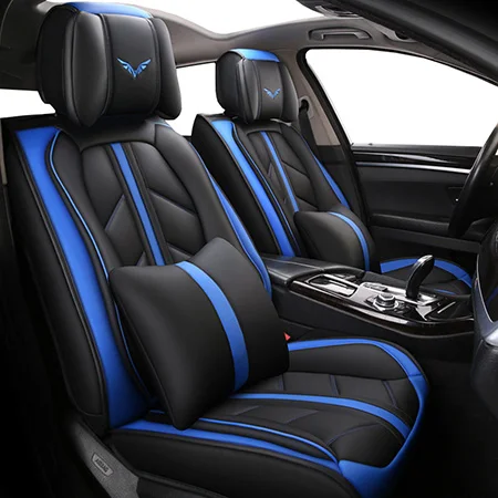 Передние и задние) Специальные кожаные чехлы на сиденья для bmw e46 e30 e39 аксессуары e90 x5 e53 f11 e60 f30 x3 e83 автомобильные аксессуары - Название цвета: Blue Luxury