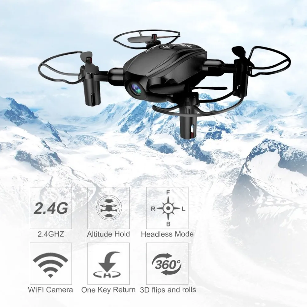 

D10WHD Mini Selfie Drone WiFi RC Quadcopter Drone Aircraft with 0.3MP FPV Camera Altitude Hold Headless Mode