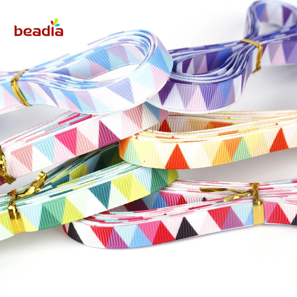 10 мм ширина разные цвета на выбор геометрический узор Grosgrain лента упаковка DIY лук