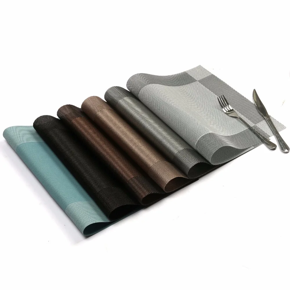 2PCS Placemat PVC Dining Table Mat Disc Pads Bowl Pad Coasters Waterproof Table Cloth Pad Slip