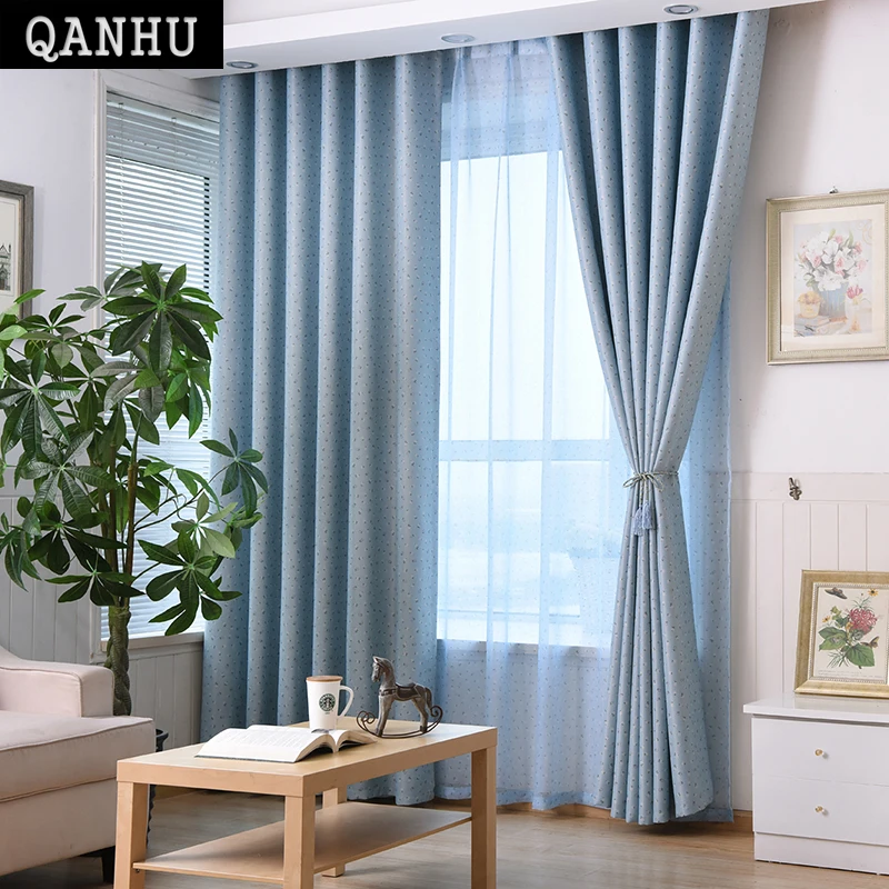 Qanhu Nature Home Curtains Flower Blue Purple Window Blackout Polyester
