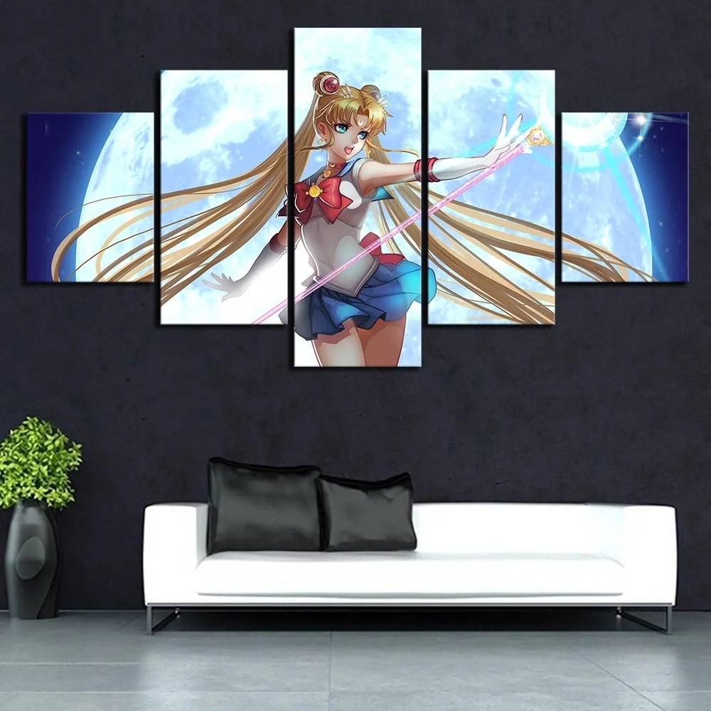 

Sailor Moon Anime HD Print Wall Art Canvas Art For Living Painting Wall Art Modern Home Decor 5 Piece Home Painting Artwork