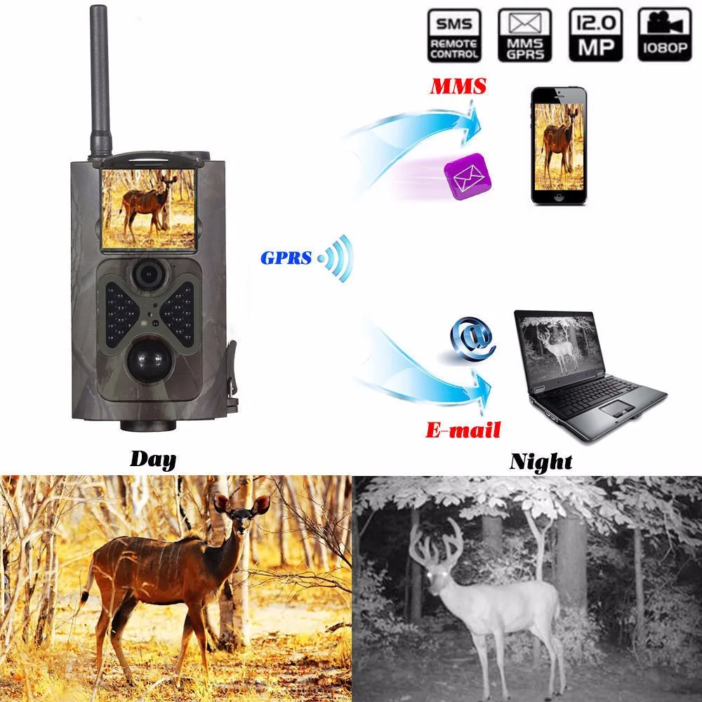 

Free shipping GSM MMS GPRS SMS Control Scouting Infrared Trail Hunting Camera HC-500M