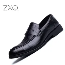 Zxq Новая мода Демисезонный Для мужчин формальные свадебные туфли черные Мужские модельные туфли мужские лоферы острым Обувь размер 38-44