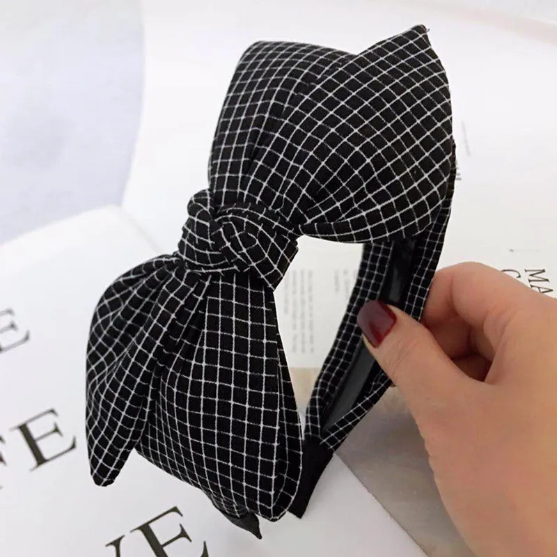 

Direct Selling Classic Hairband with Teeth Anti-skid Super Bow Stripe Grid Hair Clip Korean Headband Female Hair Decoration