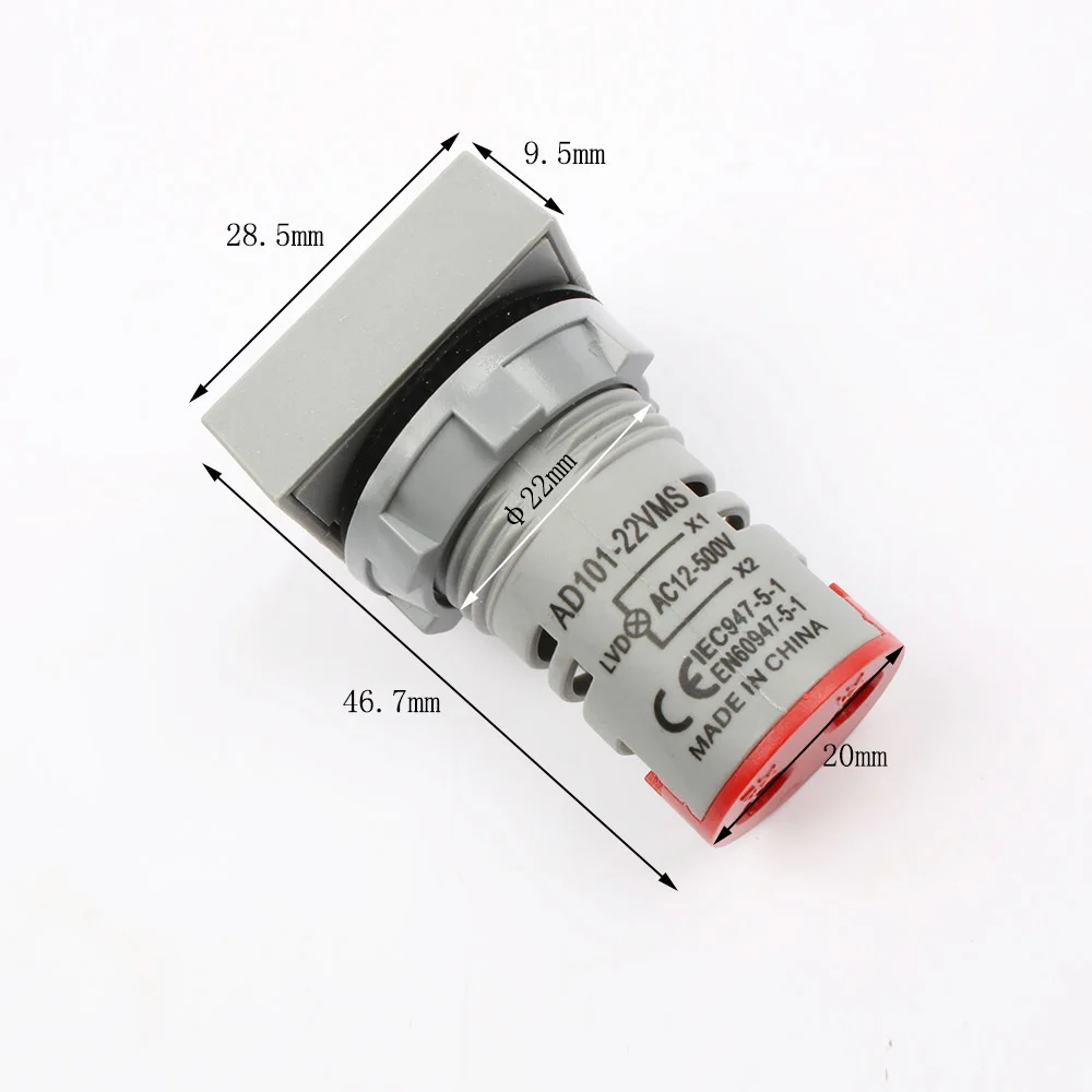 22 мм Диапазон измерения переменного тока 12-500 В светодиодный вольтметр измеритель напряжения индикатор пилотный светильник красный желтый зеленый белый синий цифровой