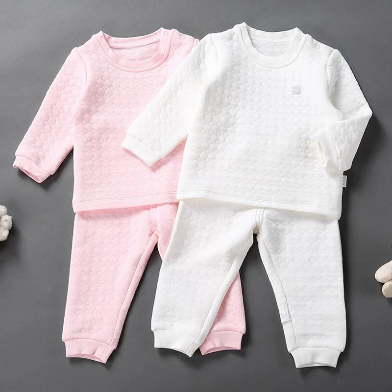 

2017 New Children Long Johns Kids Long Sleeve Pullover Thermal Underwear Clothing Set Boys Girls Warm Cotton-Padded Pajamas Set