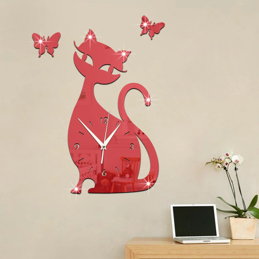 (Распродажа) 3D домашний декор кварцевые DIY настенные часы Horloge акриловые кошки