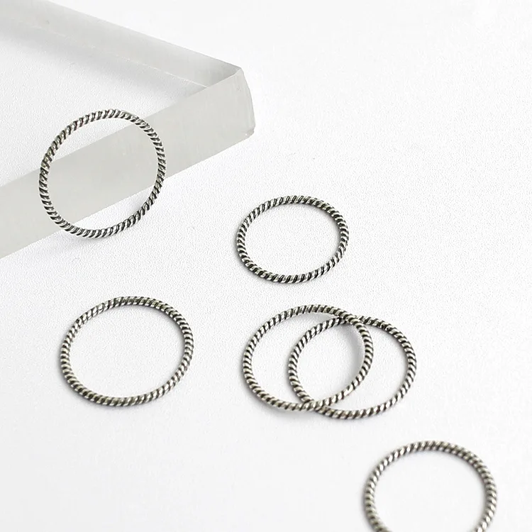 925 Sterling Silver Twist Ring Fashion Simple Antique Silver Fine Ring Thin Small finger Ring For Women minimalist Jewelry
