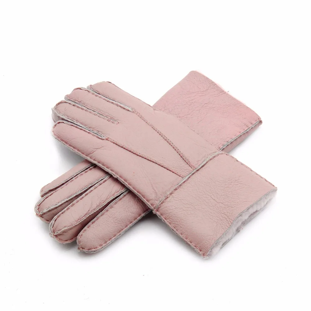 

2018 New Women Warm Woolen Mittens Women Gloves, Real Leather Wool Fur Gloves Lovely Girl Sheepskin Leather Gloves For Lady