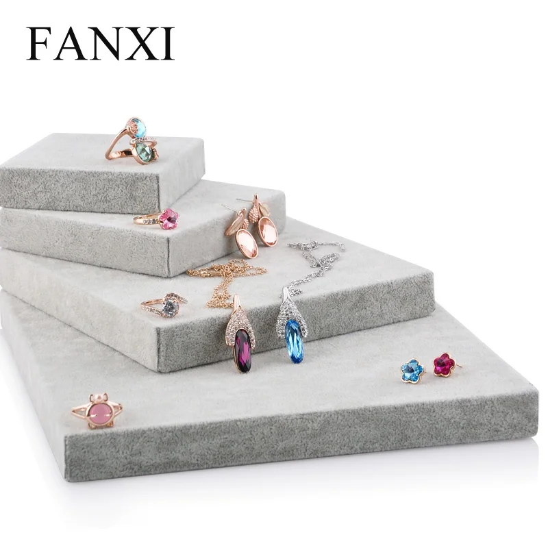 

2018 new free shipping ice gray velvet ring earring chain display organizer display for Shop Counter shop display
