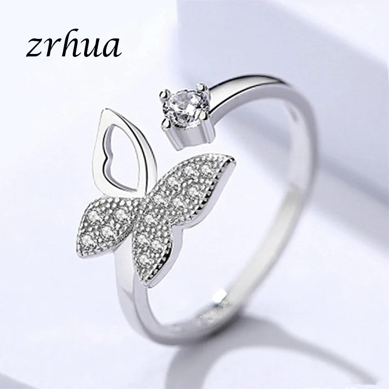 

ZRHUA Crystal Female Zircon Wedding Rings Fashion 925 Silver Butterfly Jewelry Promise Love Engagement Anillos For Women Gifts