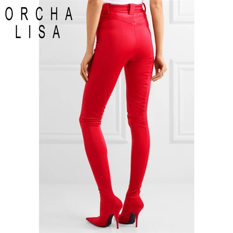 ORCHA LISA/пикантные женские модные ботинки в европейском стиле женская обувь большого размера с вырезами эластичные носки на шпильке ботинки