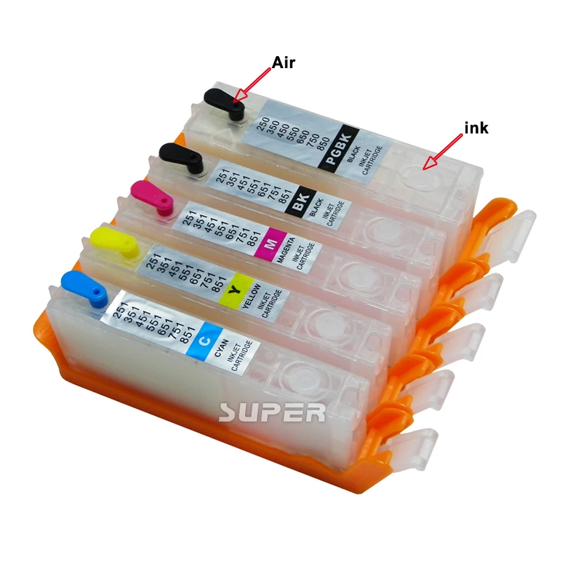 1 set of Empty Refillable Ink Cartridges 450 451 for Canon PIXMA ip7240