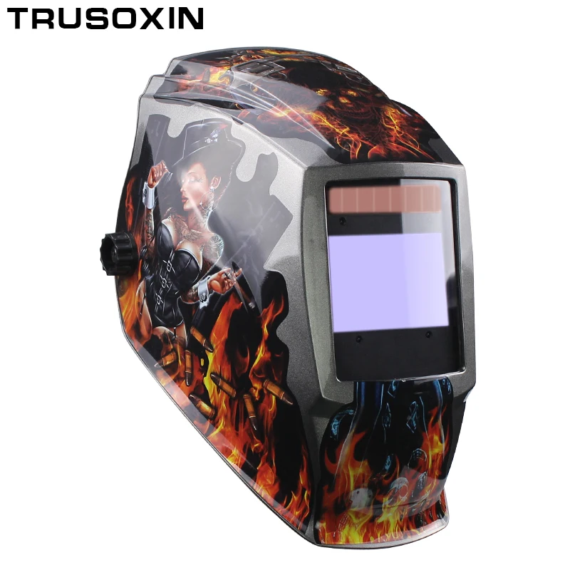 Pro Rechangeable Battery 4 Arc Sensor Solar Auto Darken/Shading Grinding Tig Arc Big View Welding helmet/Welder Goggle/Mask/Cap