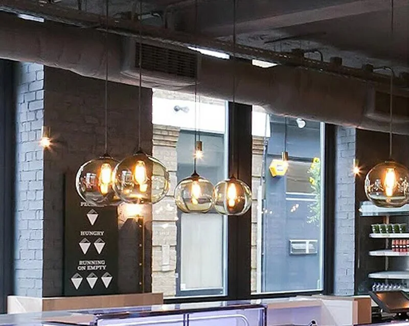 American Style Glass Ball Pendant Lamp Smoke Glass Hanging Lights Lamp Retro Design Pendant Lights For Restaurant Bar (1)
