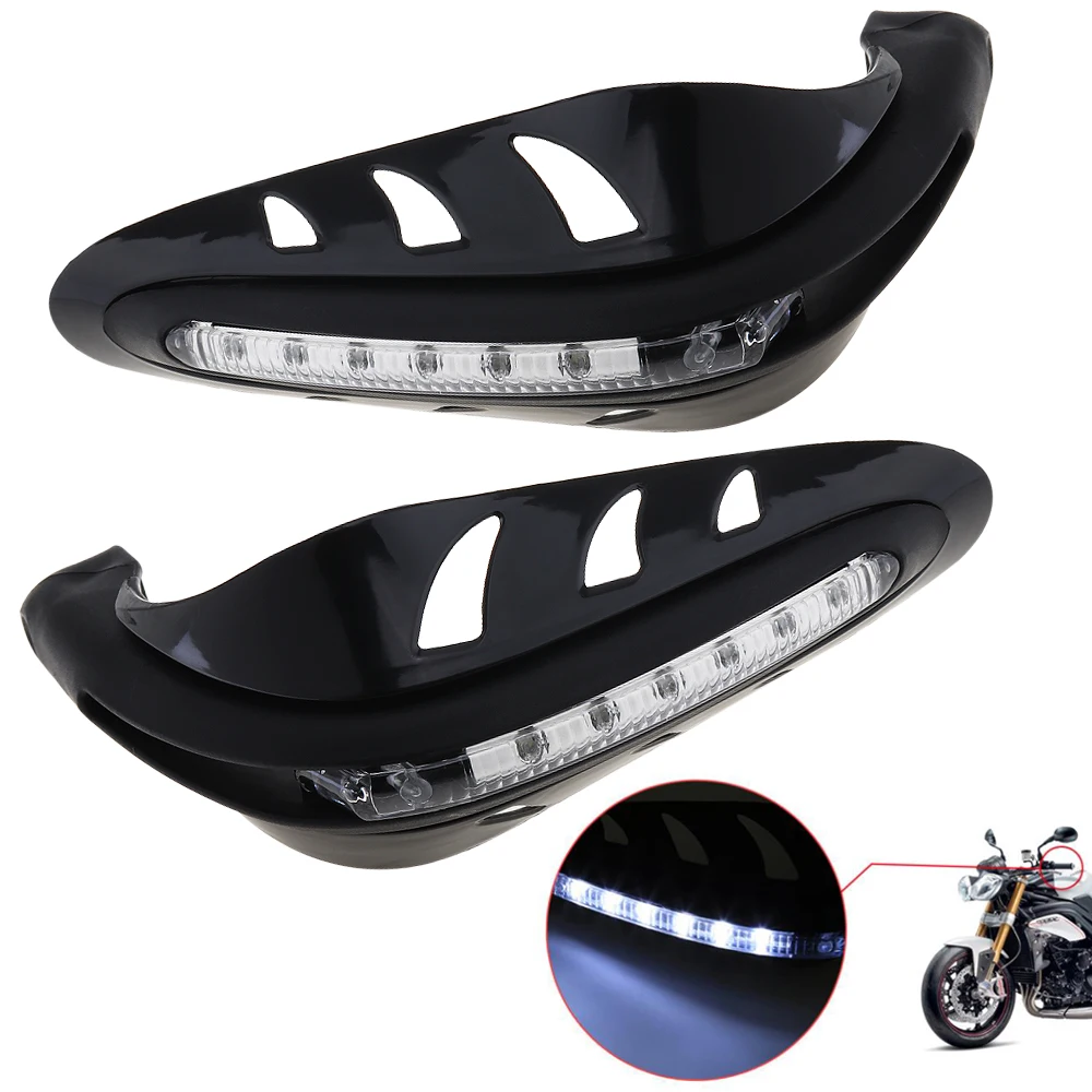 

1 Pair Motorcycle Hand Guards Motocross Dirtbike Handguards Handlebar Guards with LED Light for 22MM Handlebars Motorcycle Care