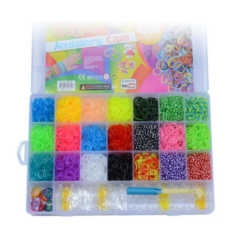 

4200Pcs Rubber Bands To Weave Bracelet Gum Rezinochki For Plaiting eavingel Wastic Band Girl Hair Accessories Machine set