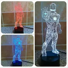 Free Shipping 1Piece 3D color changeable Avengers Iron Man Model font b LED b font font