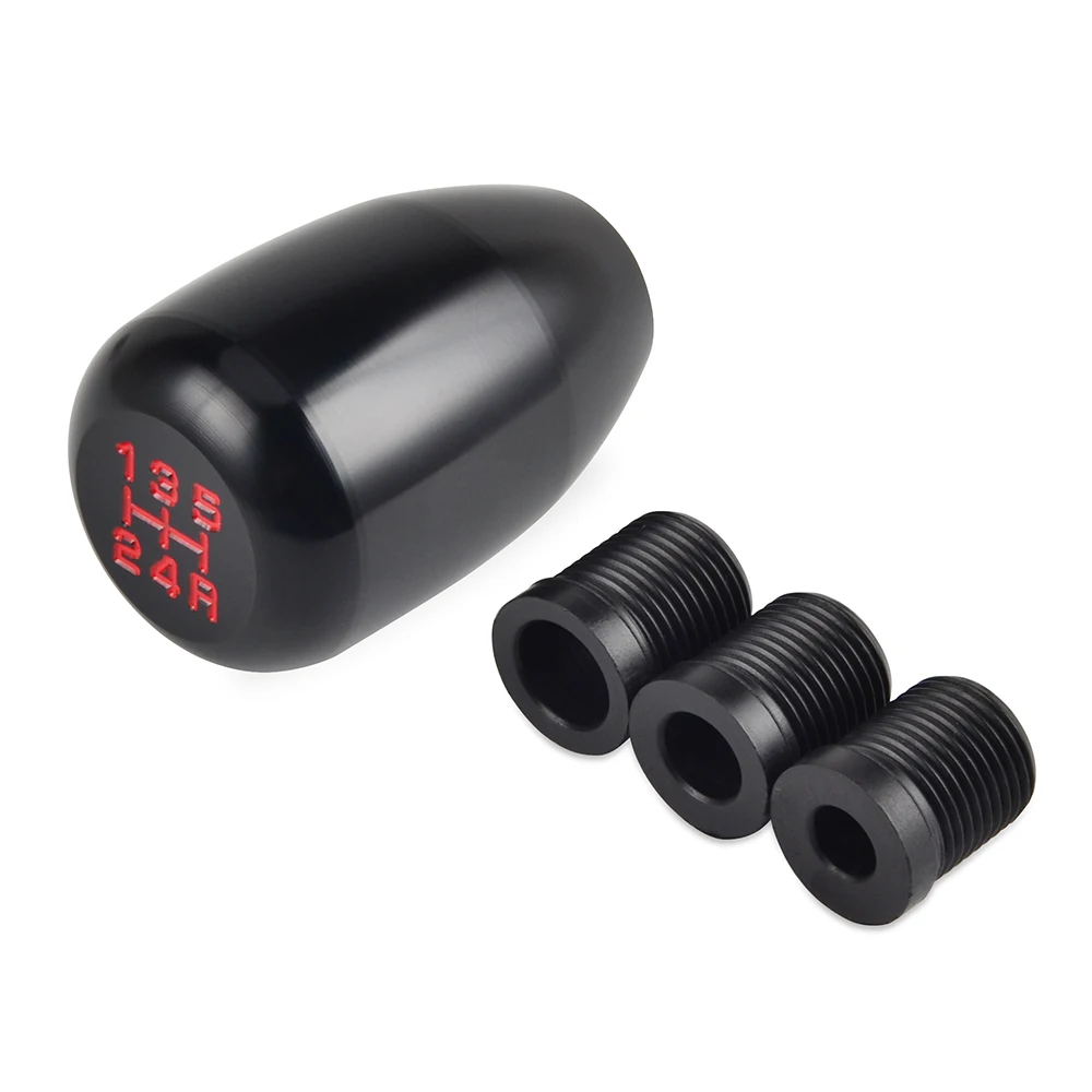

H2CNC Car Manual Tansmisssion Knob Shifter 5 Grear Speed Stick Shifter Black Aluminum With 8mm 10mm 12mm ABS Adapters Universal