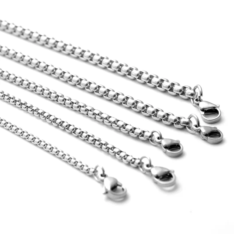 Details about   Men's Stainless Steel Round Box and Bead Ball Link Chain Necklace in Black 