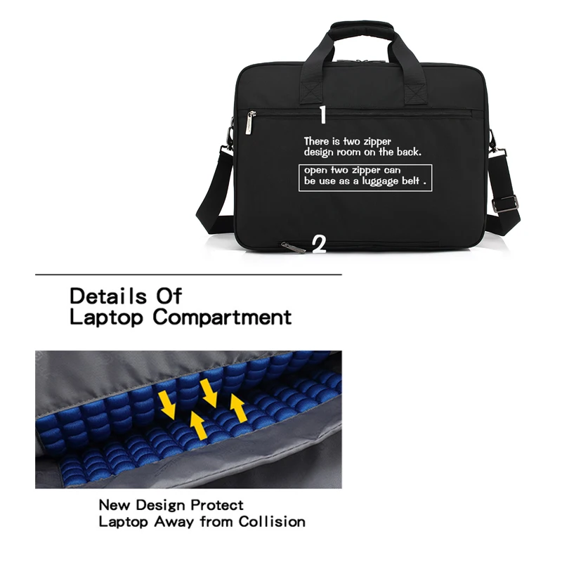2019 nuevo de gran capacidad 15 15,6 ordenador portátil de hombre de negocios hombro bolsa de mensajero bolsa para macbook PRO 15,4 HP, 17 17,3 computadora, bolso - 6