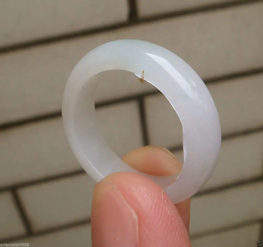 

Certified Untreated Unisex Icy Type Jadeite Jade Ring 18MM Size 8Grade A