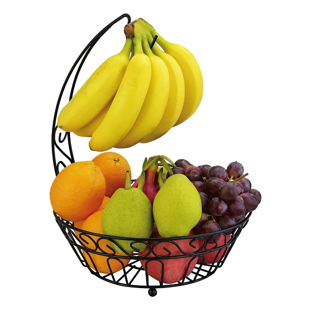 Кухонная металлическая корзина для фруктов со съемной подвеской в виде банана, держатель с крючком, подарок для женщин