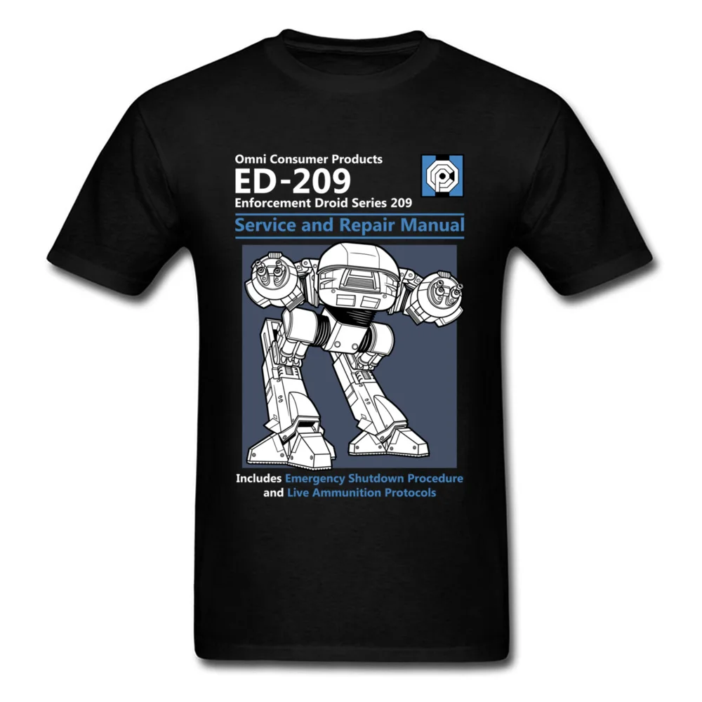 

Blue Men T Shirt Summer Fashion Casual Tshirt Printing Robot ED 209 Men's Top Quality Full Cotton Clothing Mens Tee Shirt