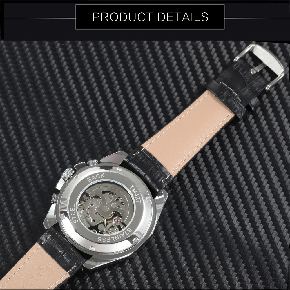 WINNER официальный бренд Роскошные стимпанк автоматические механические часы для мужчин скелет большой циферблат мода повседневное кожаный ремешок наручные часы