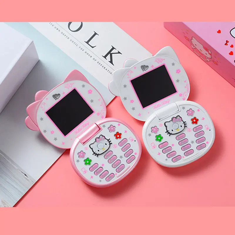 Hello Kitty K688+ милый мини-телефон для девочек, четырехдиапазонный флип-мобильный телефон с мультипликационным принтом, разблокированный детский мини дешевый мобильный телефон H-Mobile