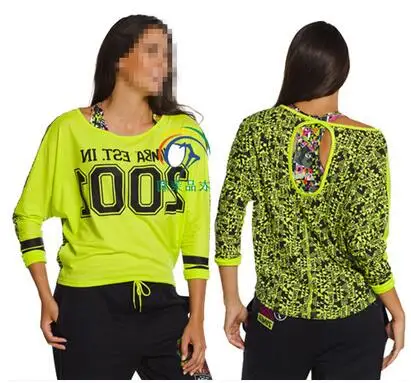 

S M L XL new woman Dance clothes Tee black/green/grey T1060 long sleeve tshirt