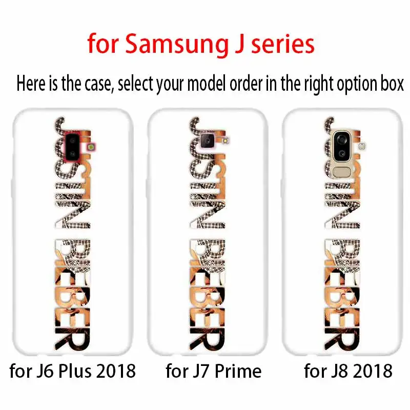 case Soft Cover TPU Coque For Samsung Galaxy J6 J8 J3 J5 J7 J4 Plus 2018 2016 2017 EU Prime Pro Ace j610 Justin Bieber