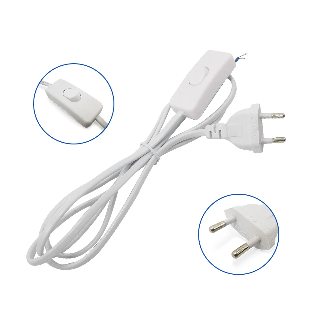 Dual-Color 1.8m AC Power Extension Cord with On/Off Switch and US Plug Adapter