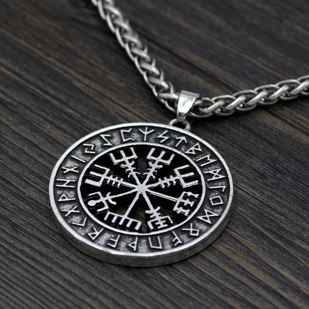 Викинги исландский Vegvisir шлем ужас в руническом круге кулон волшебный компас с