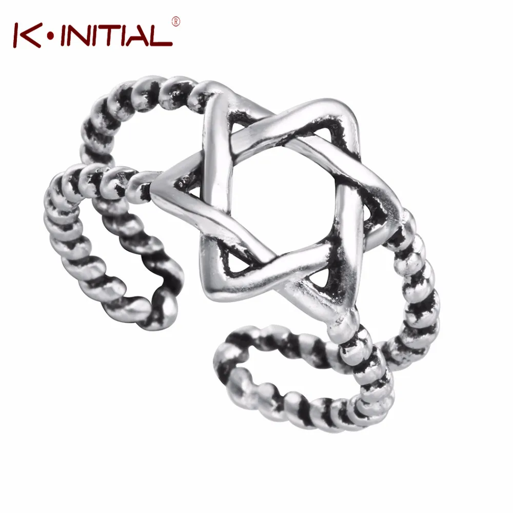 Kinitial Fashion Retro Twist Star Rings David of Ring for Women Wedding Adjustable Finger Hexagonal Jewelry | Украшения и