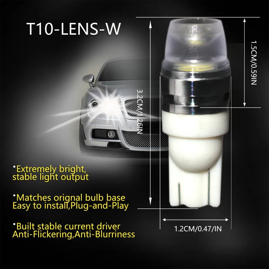 2 шт. T10 керамический портом «мама» с двумя объективами Автомобильный светодиодный небольшой светильник W5W широкий Светильник лампы номерного знака светильник чтения светильник 6 Вт 19Mar27