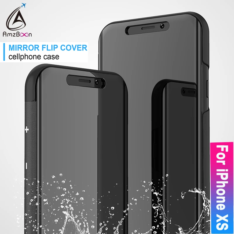 Amzboon Luxury Clear View Mirror Flip Case For iPhone XR Smart Stand Leather Cover XS Max iPhoneXS | Мобильные телефоны и