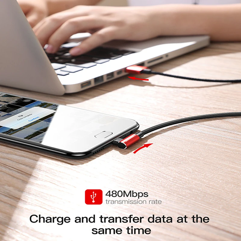 Кабель Micro USB Baseus 90 градусов для Samsung Xiaomi кабель быстрой зарядки Android|Кабели