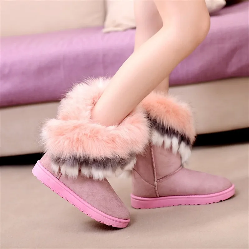 Модные женские зимние теплые ботинки; Botte Femme; классические ботинки на танкетке с лисьим мехом в австралийском стиле; женские ботинки; botas zapatos mujer