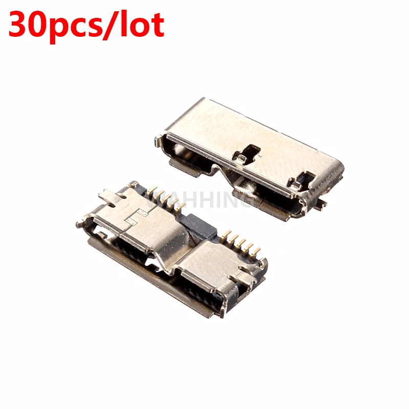 

30pcs High Speed Micro USB 3.0 Female 10Pin Adapter Plug Micro USB3.0 10 Pin SMD SMT Socket PCB Soldering Connector HY1383*30