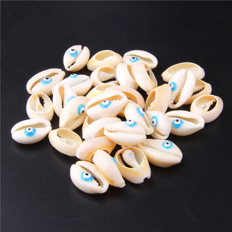 

17.5mm*10.8mm Enamel Eye Pattern Puka Cowrie Shells Loose Beads Bracelet Connector Silver Shells Pendant For Jewelry Making 10pc